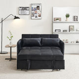 Twins Pull Out Sofa Bed Black Velvet - LuxNovaHub 