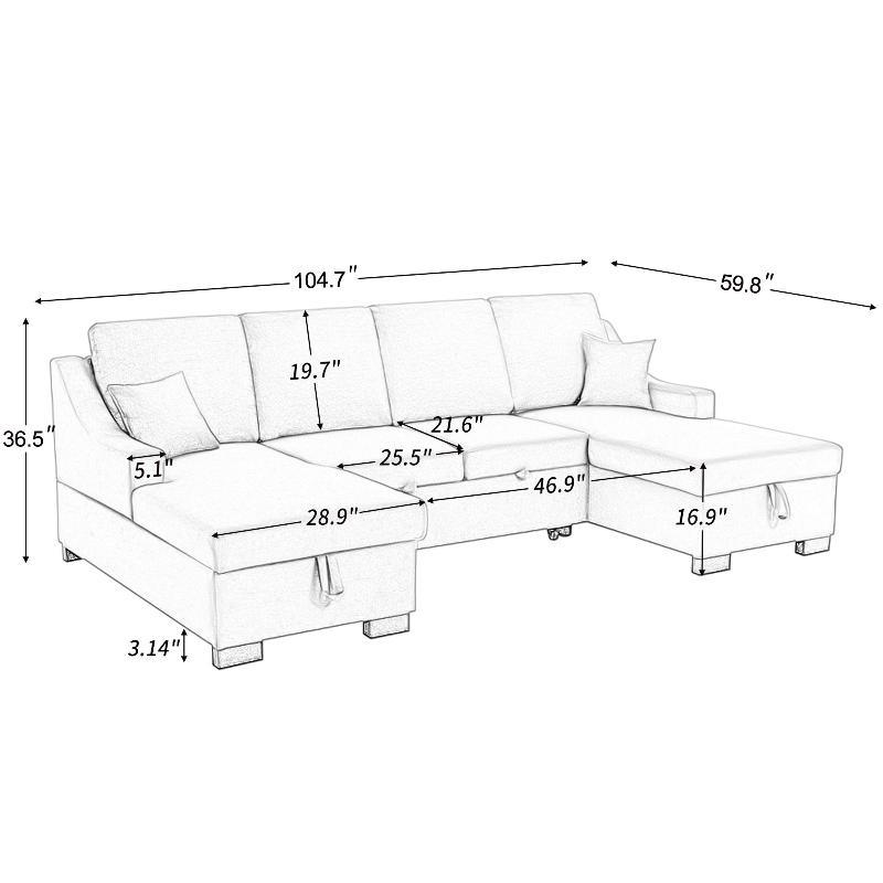 Upholstery Sleeper Sectional Sofa - LuxNovaHub 