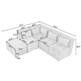 Free-Combined Sectional Sofa 5-seater - LuxNovaHub 