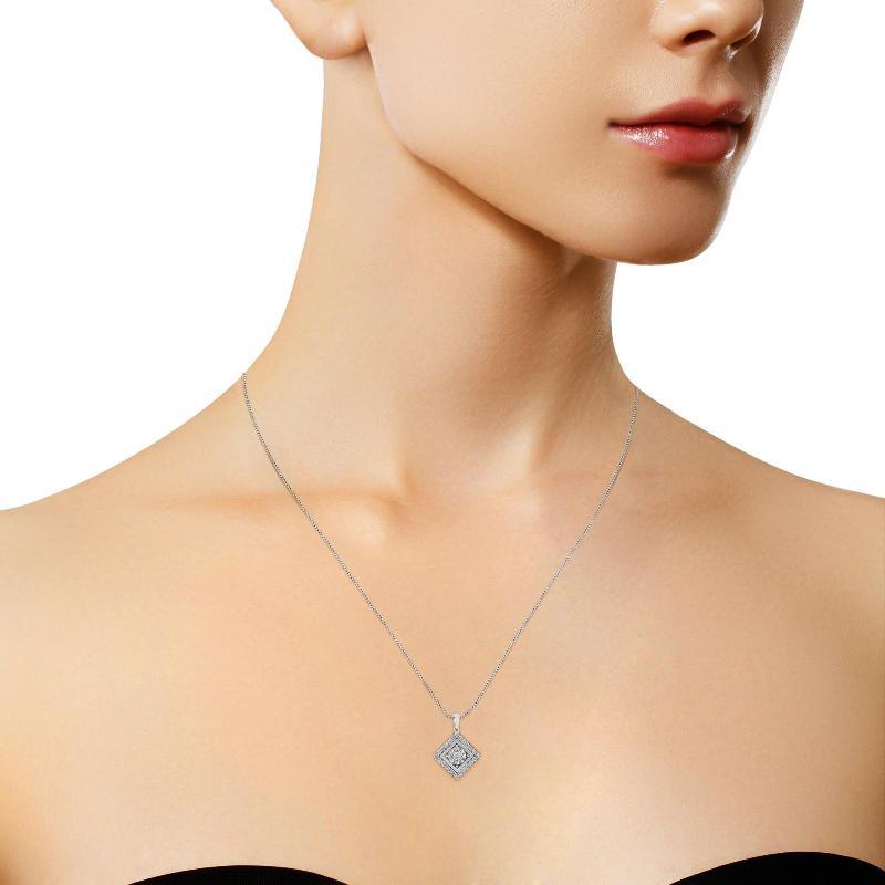 Diamond Square Pendant Necklace - LuxNovaHub 