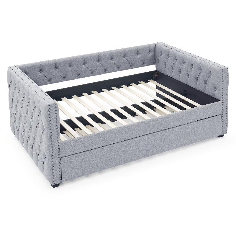 Daybed with Trundle Upholstered Tufted - LuxNovaHub 