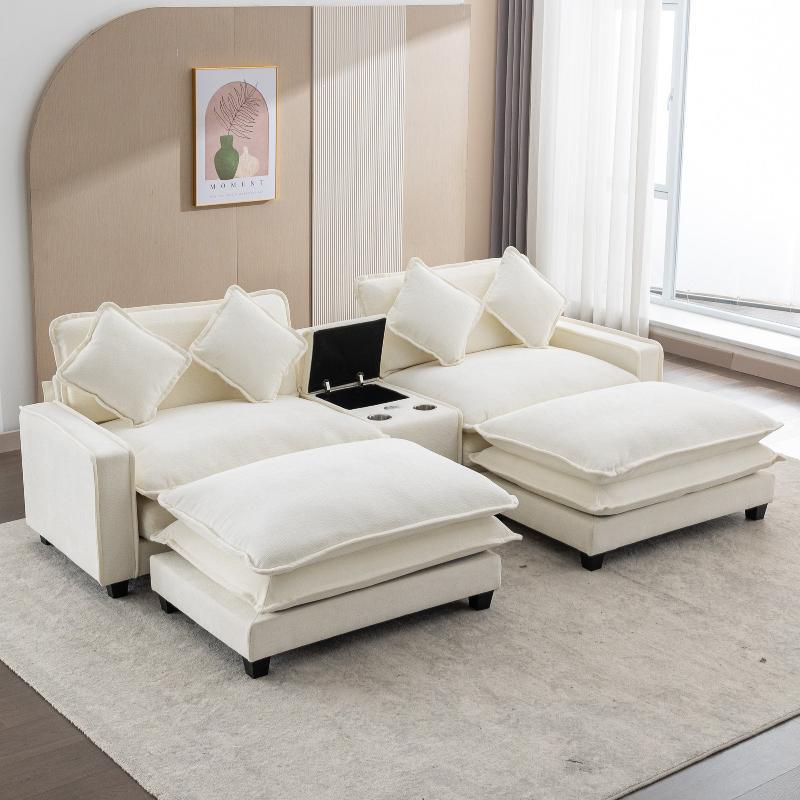 Sectional Sofa Chenille Upholstered Sofa - LuxNovaHub 