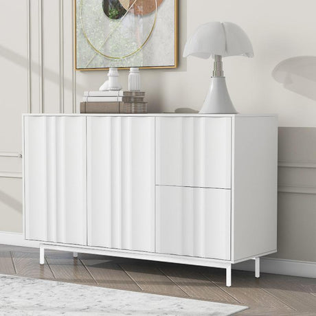 Wave Pattern Storage Cabinet with 2 Doors - LuxNovaHub 