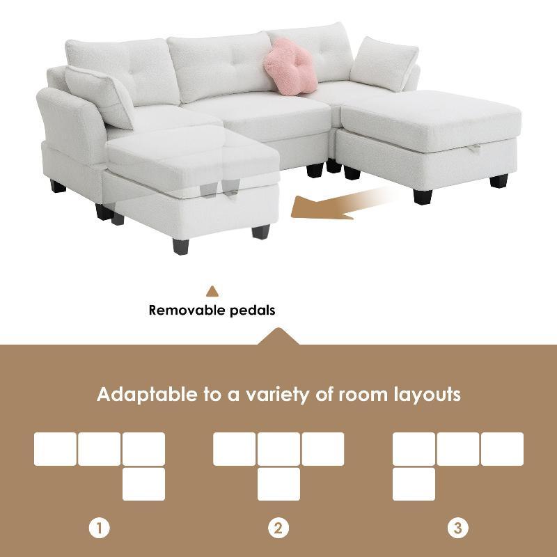 Modern Teddy Velvet Sectional Sofa - LuxNovaHub 