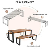 3-pieces Outdoor Dining Table With 2 Benches - LuxNovaHub 