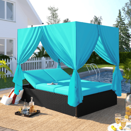 Outdoor Patio Wicker Sunbed Daybed - LuxNovaHub 