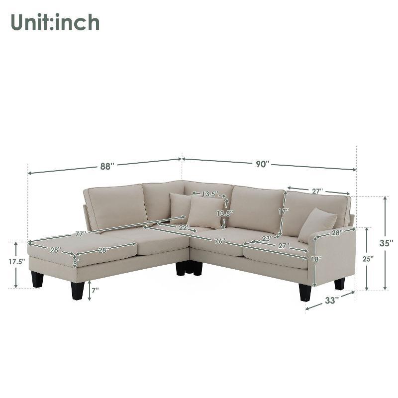 90*88" Terrycloth Modern Sectional