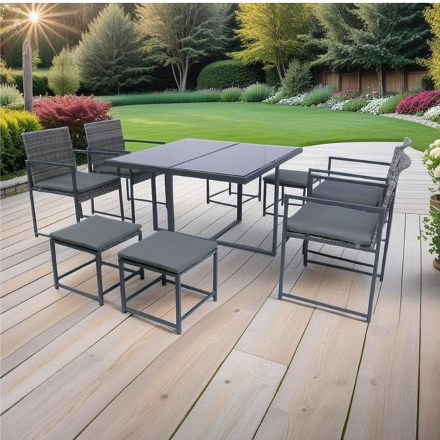 Patio Dining Sets Outdoor Space Saving Rattan - LuxNovaHub 