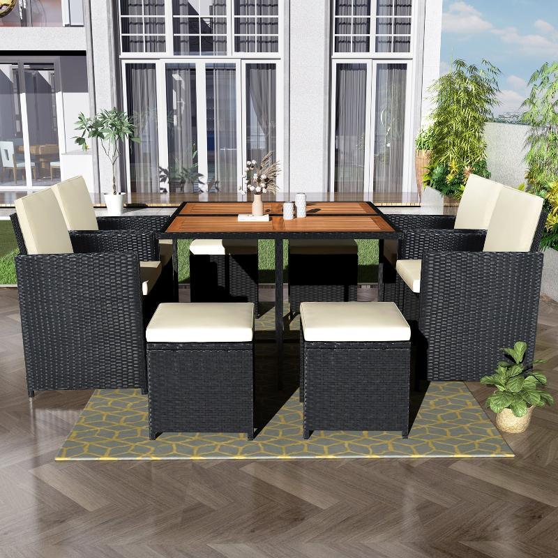 Patio All-Weather PE Wicker Dining Table Set - LuxNovaHub 