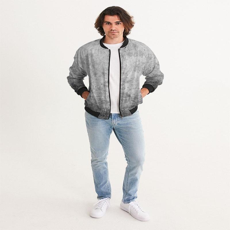 Mens Bomber Jacket, Grey And Black Tie Dye Pattern - LuxNovaHub 