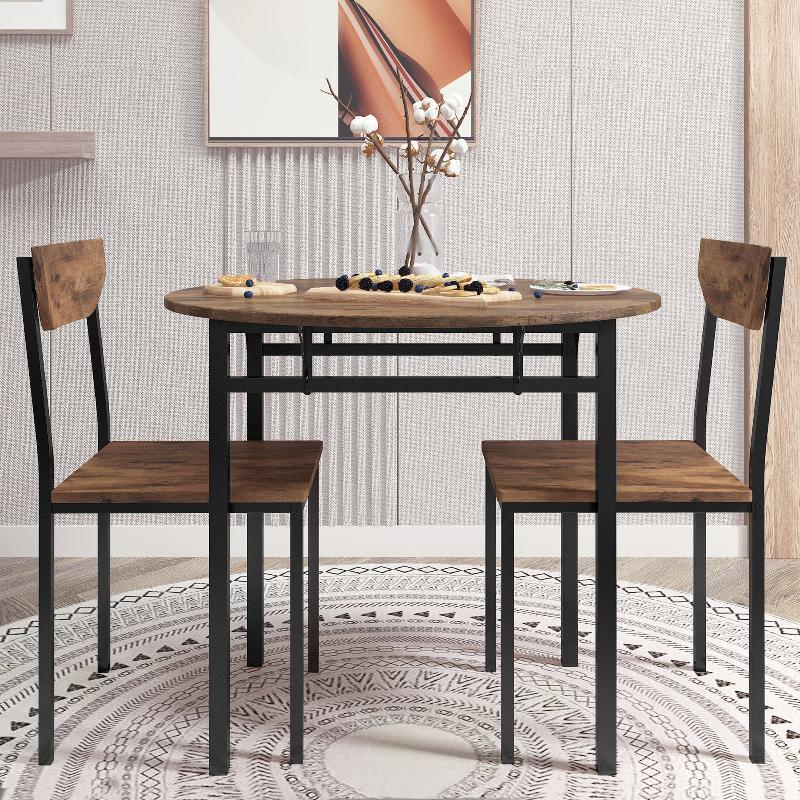 Modern 3-Piece Round Dining Table Set with Drop - LuxNovaHub 