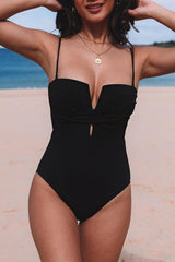 Black Twist Front Cut Out One-piece - LuxNovaHub 