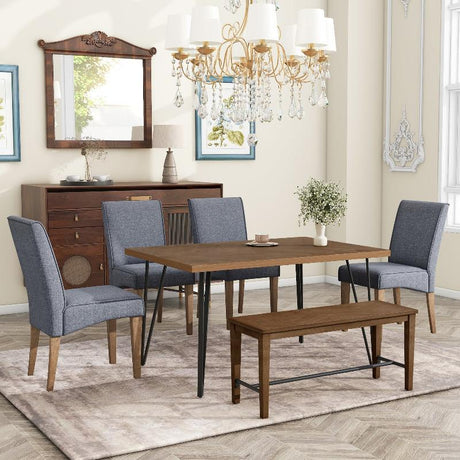 Modern 6-Piece Dining Table Set with V-Shape - LuxNovaHub 