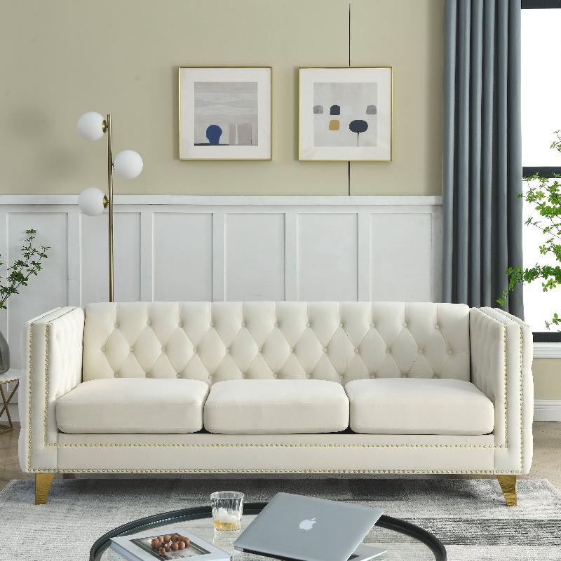 Velvet Sofa for Living Room,Buttons - LuxNovaHub 