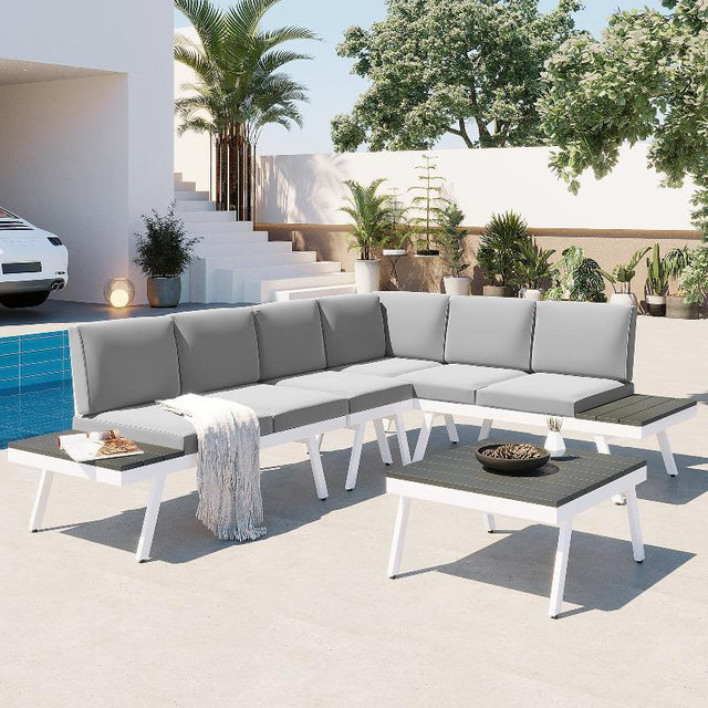 Industrial 5-Piece Aluminum Outdoor Furniture Set - LuxNovaHub 