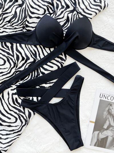 Crisscross Halter Neck Bikini Set - LuxNovaHub 