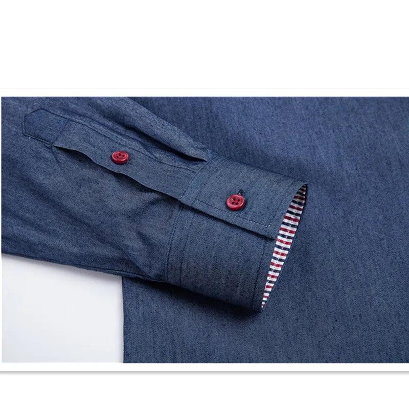 VISADA JAUNA High Quality Men Shirt Jeans Long Sleeve - LuxNovaHub 