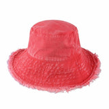 Wide Brim Frayed Bucket Hat - LuxNovaHub 