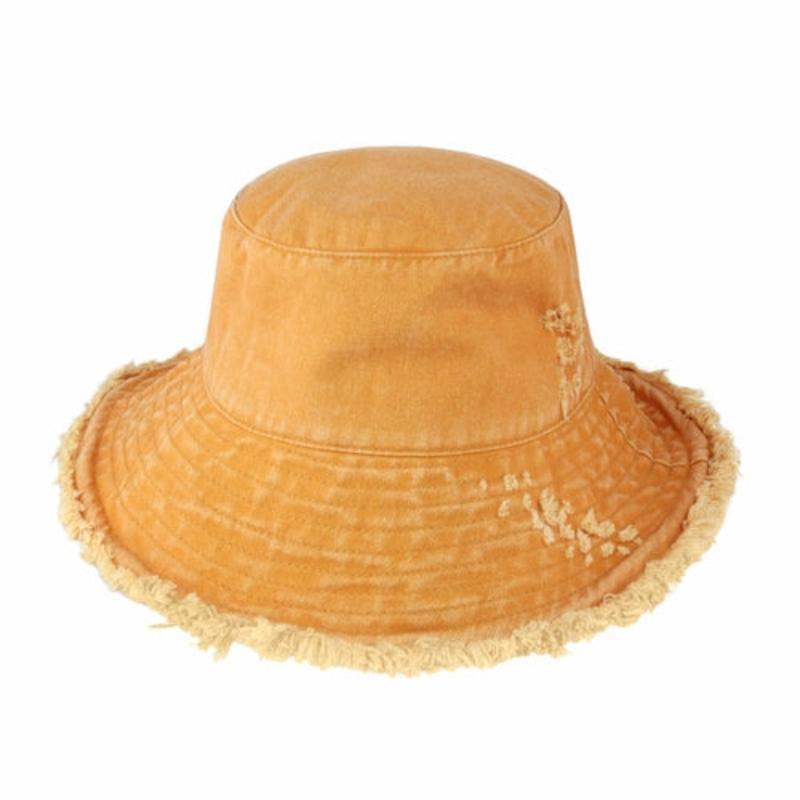 Wide Brim Frayed Bucket Hat - LuxNovaHub 