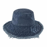 Wide Brim Frayed Bucket Hat - LuxNovaHub 