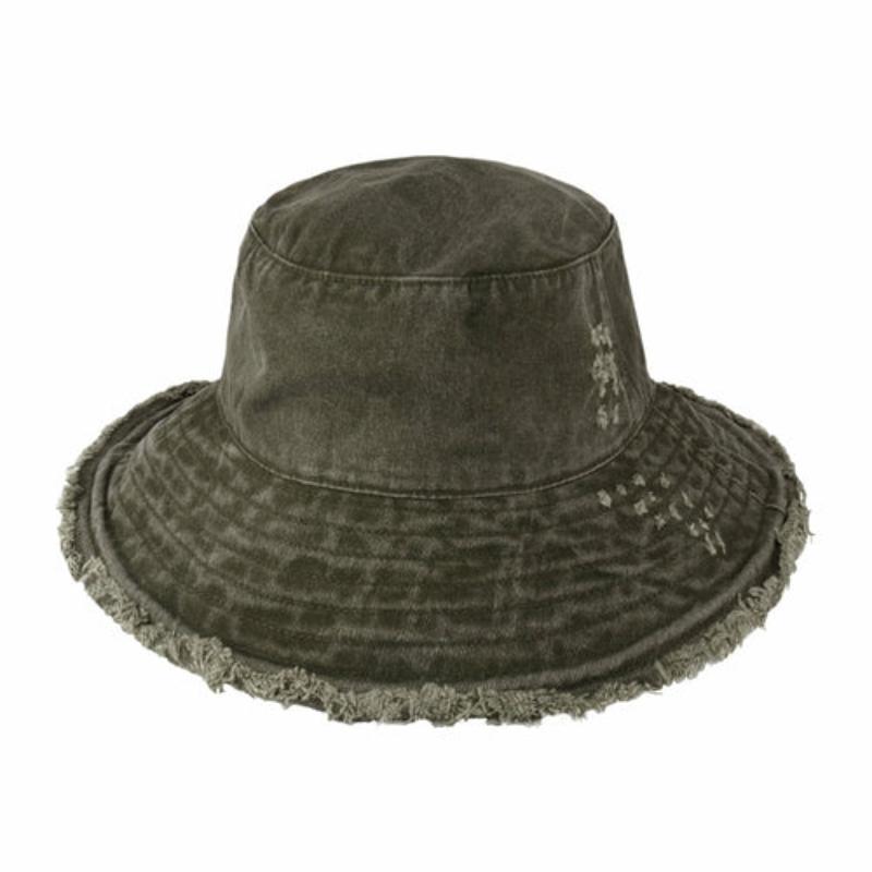 Wide Brim Frayed Bucket Hat - LuxNovaHub 