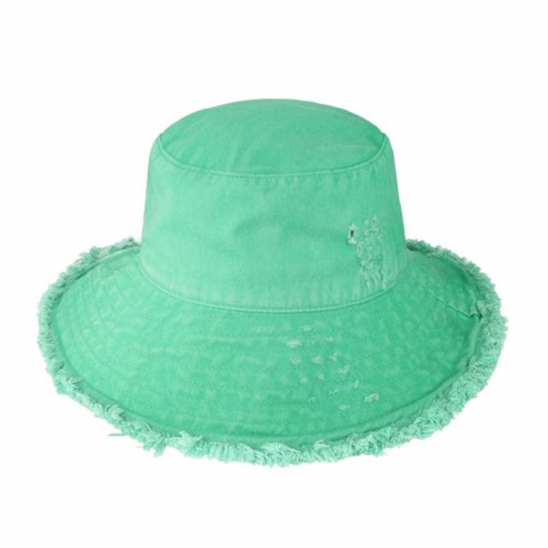 Wide Brim Frayed Bucket Hat - LuxNovaHub 