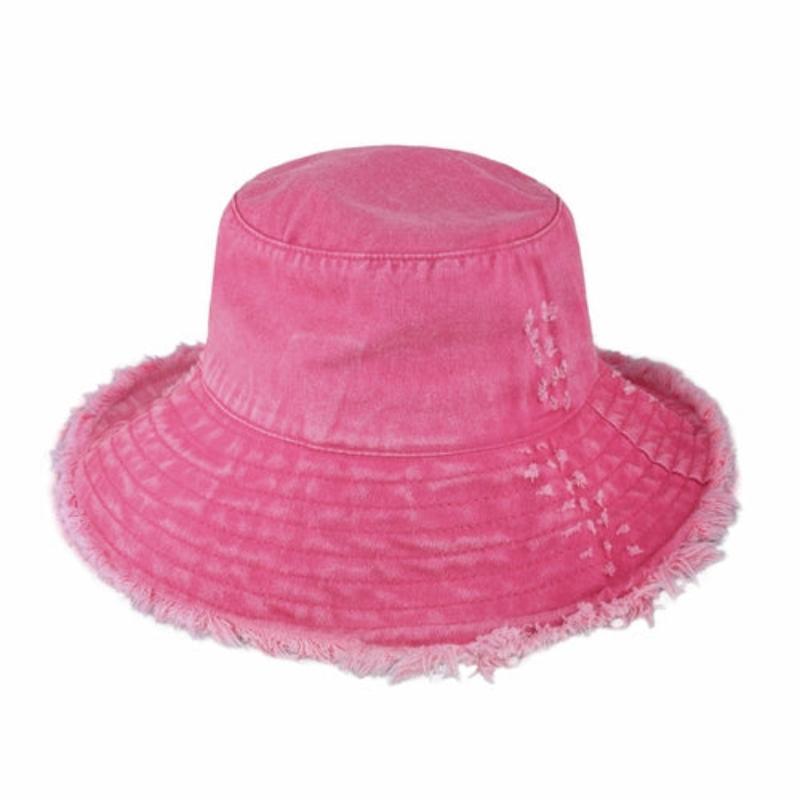 Wide Brim Frayed Bucket Hat - LuxNovaHub 