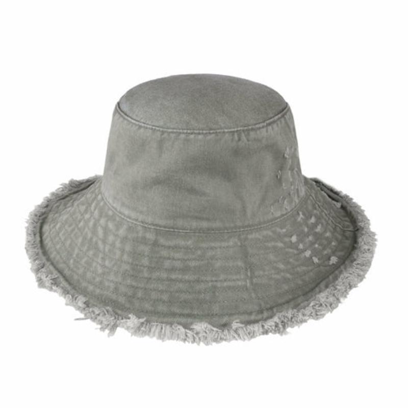 Wide Brim Frayed Bucket Hat - LuxNovaHub 