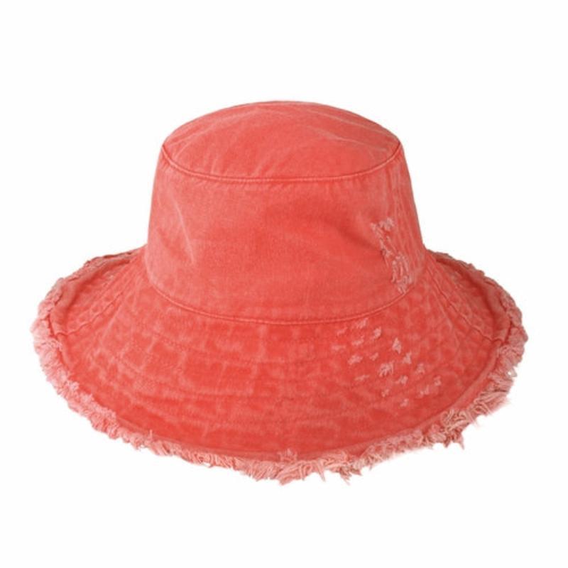 Wide Brim Frayed Bucket Hat - LuxNovaHub 