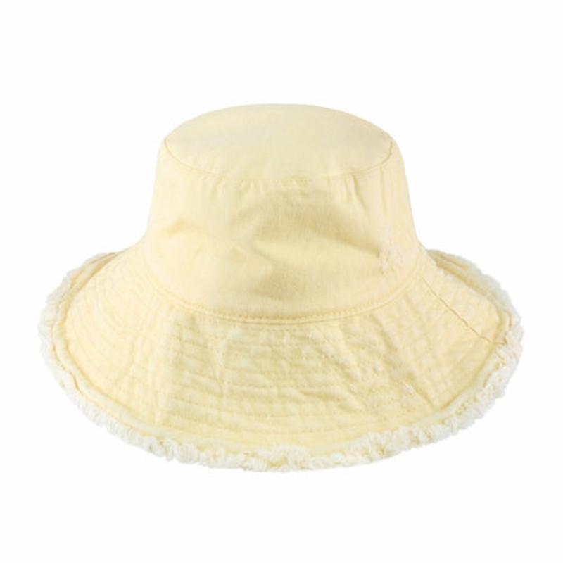 Wide Brim Frayed Bucket Hat - LuxNovaHub 