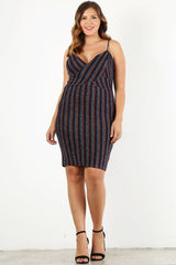 Plus Size Rainbow Striped Sleeveless Short Dress - LuxNovaHub 