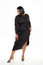 Asymmetrical Sweater Dress With Waterfall Ruffle - LuxNovaHub 