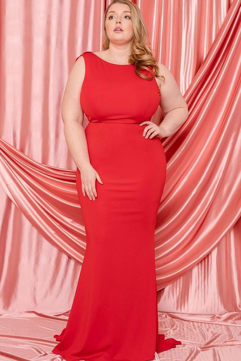 Ruffle Drapped Tail Plus Size Maxi Dress - LuxNovaHub 