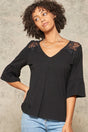 A Knit Top With Deep V Neckline And Yoke Design - LuxNovaHub 