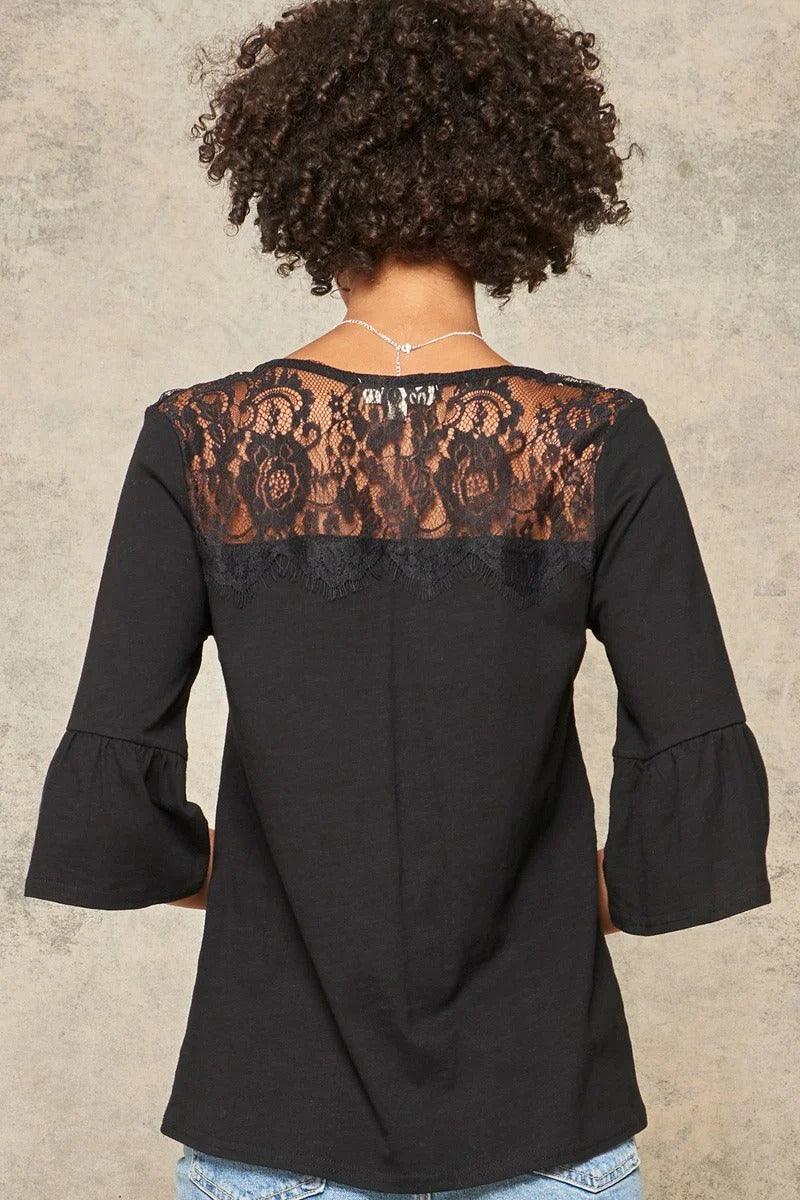 A Knit Top With Deep V Neckline And Yoke Design - LuxNovaHub 