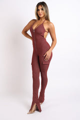 Cargo pocket halter jumpsuit - LuxNovaHub 