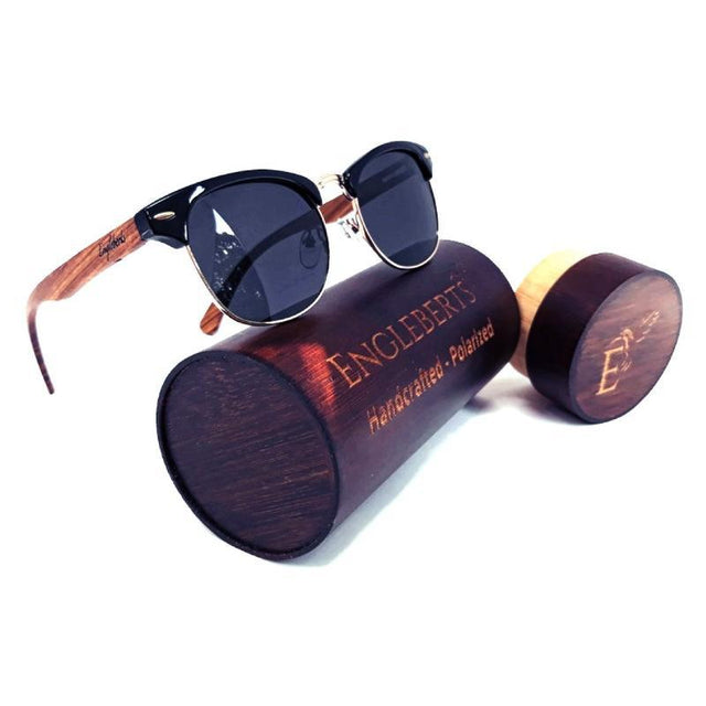 Real Walnut Wood Club Style Sunglasses - LuxNovaHub 