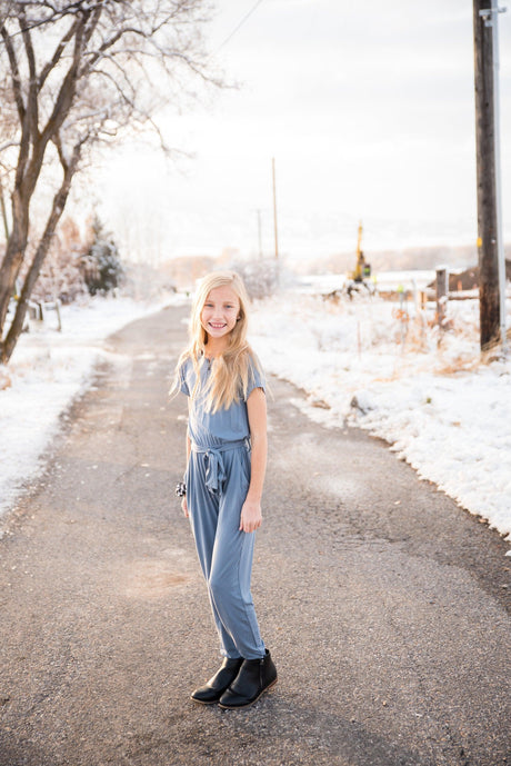 DT Brielle jumpsuit in dusty blue - LuxNovaHub 