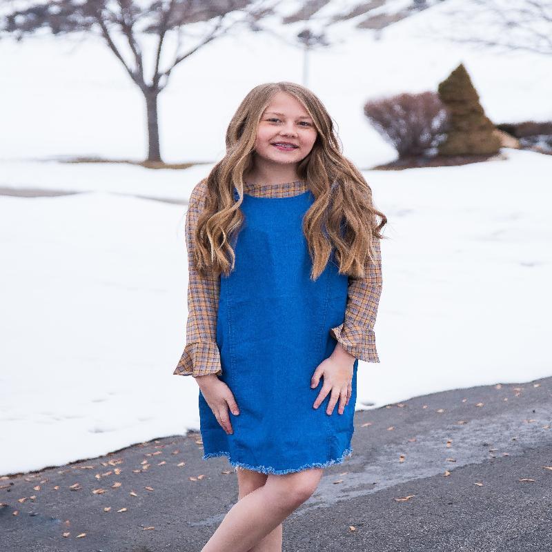 Girls Denim Overall Dress - LuxNovaHub 