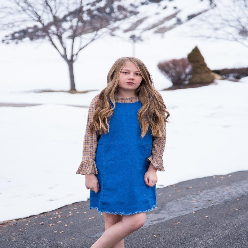 Girls Denim Overall Dress - LuxNovaHub 