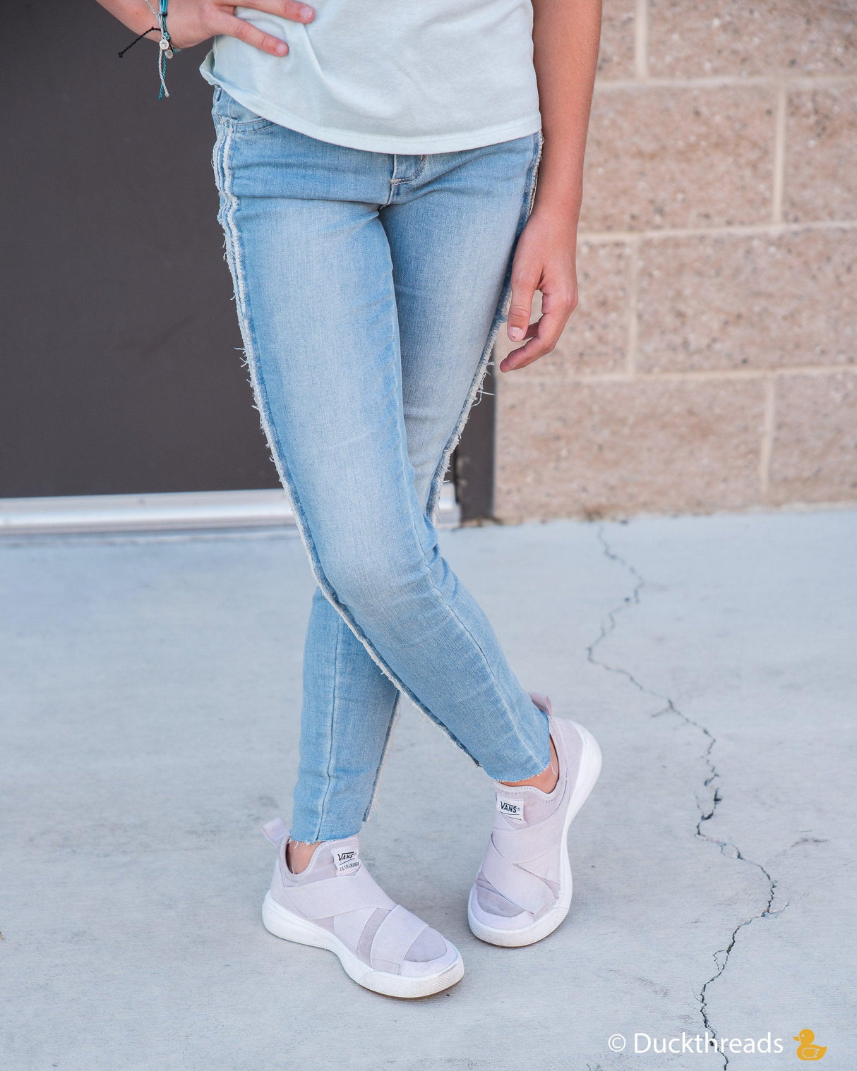 Tractr Girls Jeans with side Fray & Asymmetrical Hem - LuxNovaHub 