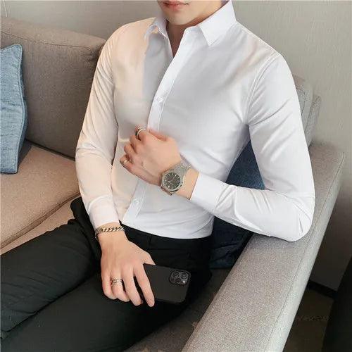 Plus Size S-7XL High Quality Men Dress Shirt 2021 Autumn Long - LuxNovaHub 