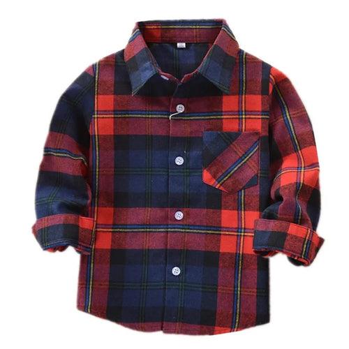 Children Boys Flannel Shirt Lattice Design - LuxNovaHub 