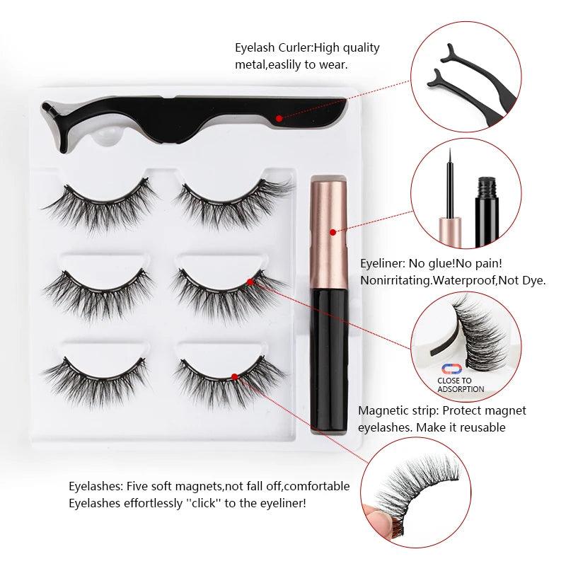 Magnetic Lash Kit - 3D Mink Lashes & Waterproof Magnetic Eyeliner for All-Day Glam