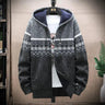 Mens Hooded Zipper Jacket With Prints - LuxNovaHub 