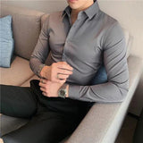 Plus Size S-7XL High Quality Men Dress Shirt 2021 Autumn Long - LuxNovaHub 