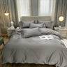 White Grey Duvet Cover Sets Solid Color - LuxNovaHub 