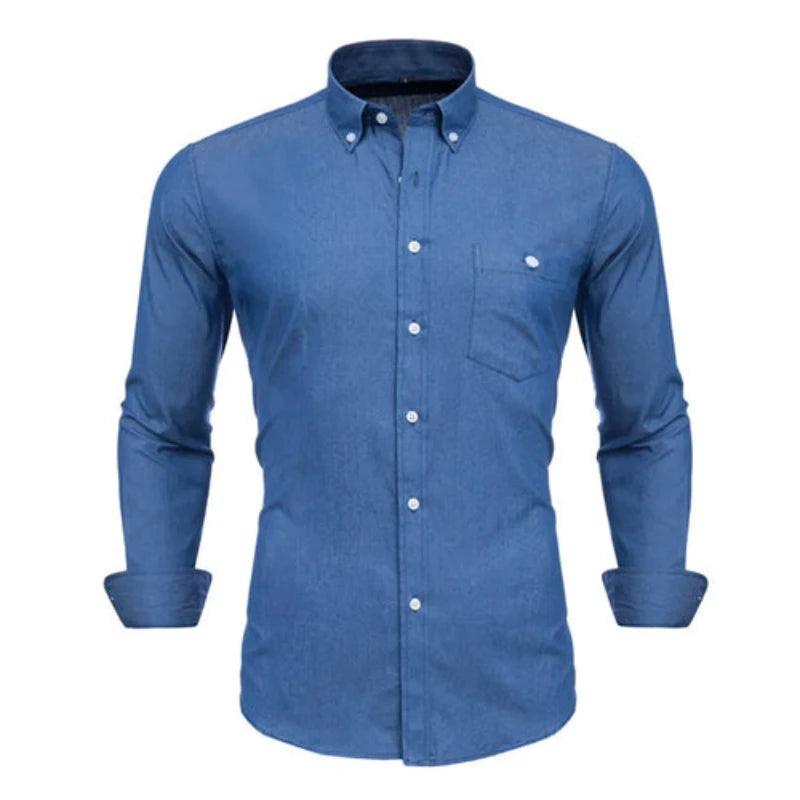 VISADA JAUNA High Quality Men Shirt Jeans Long Sleeve - LuxNovaHub 