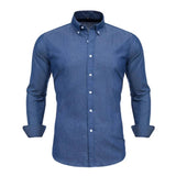 VISADA JAUNA High Quality Men Shirt Jeans Long Sleeve - LuxNovaHub 