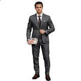 Custom Man Suit 2Pieces Skinny Singal-Breasted Solid Sarmt - LuxNovaHub 